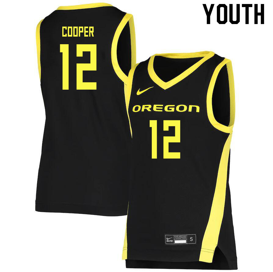 Youth # #12 James Cooper Oregon Ducks College Basketball Jerseys Sale-Black